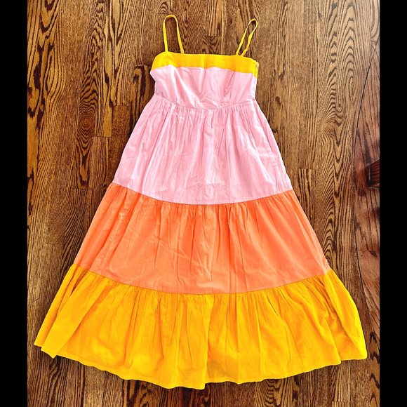 NWOT J. Crew Women's Reimagined Tiered Color Block Maxi Dress 2 - Picture 5 of 10